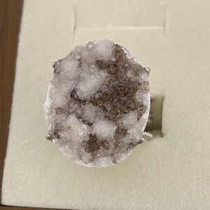 Elegant Silver and Brown Druzy Ring